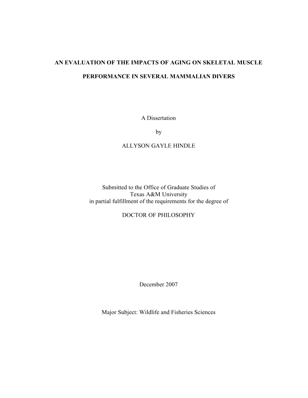 An Evaluation of the Impacts of Aging on Skeletal Muscle