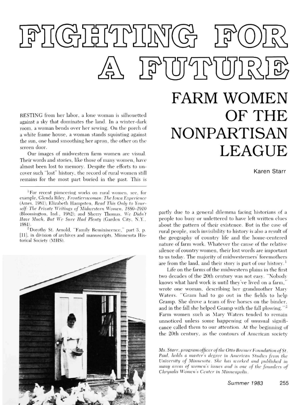 Farm Women of the Nonpartisan League / Karen Starr