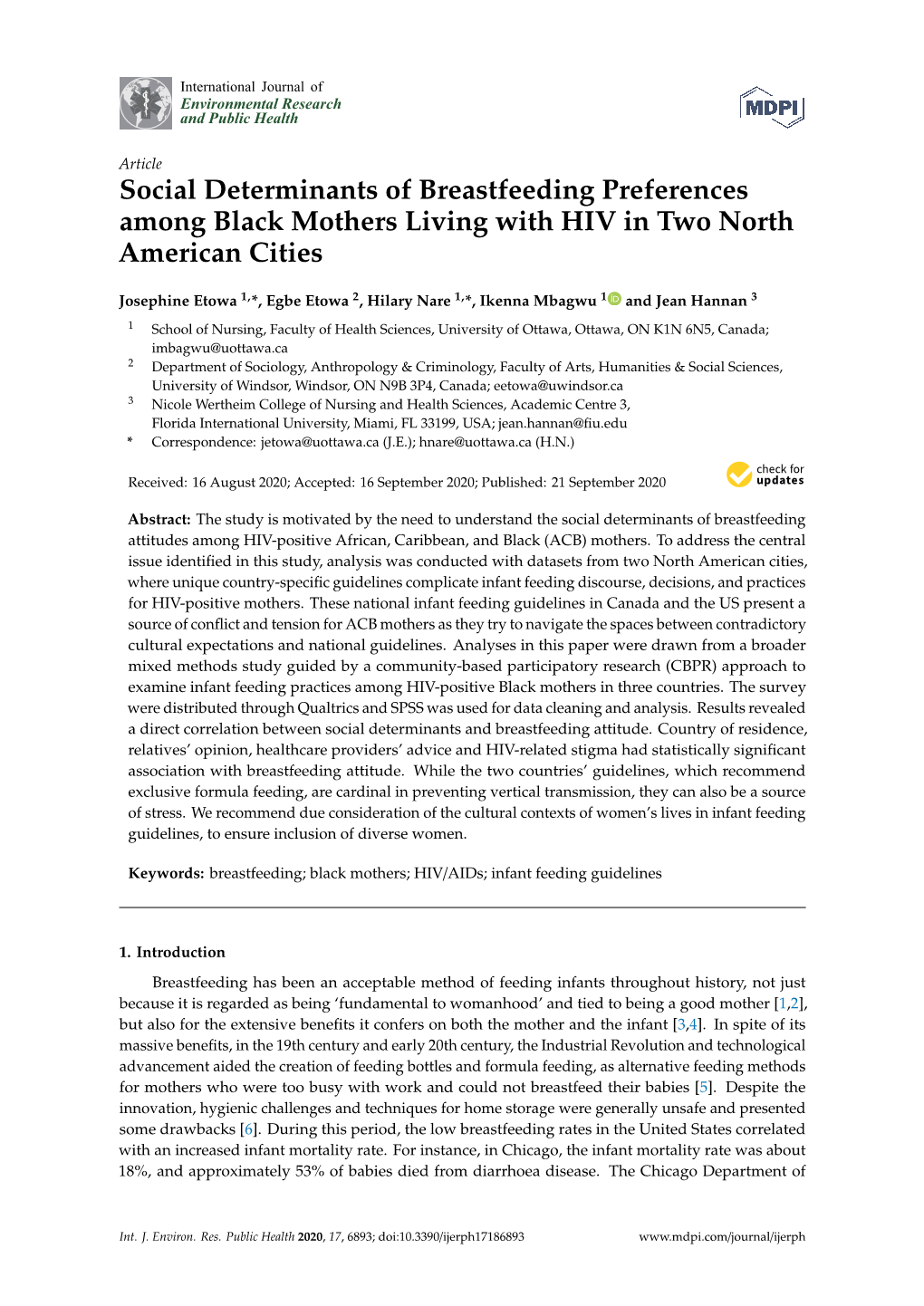 Social Determinants of Breastfeeding Preferences Among Black Mothers Living with HIV in Two North American Cities