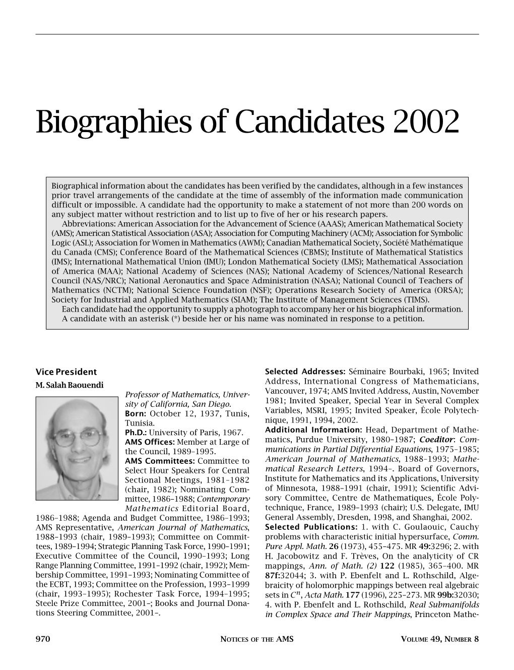 Biographies of Candidates 2002