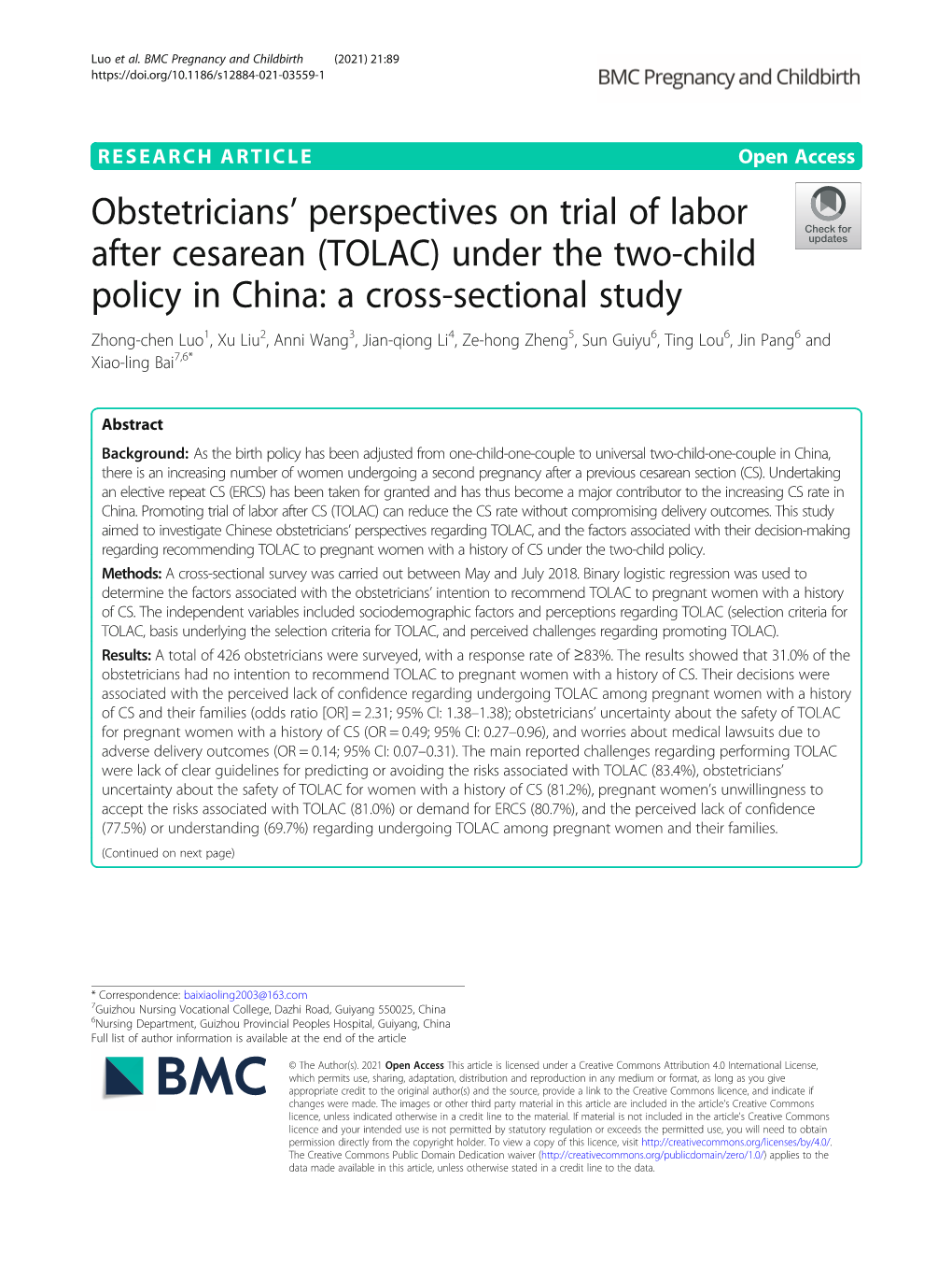 Obstetricians' Perspectives on Trial Of