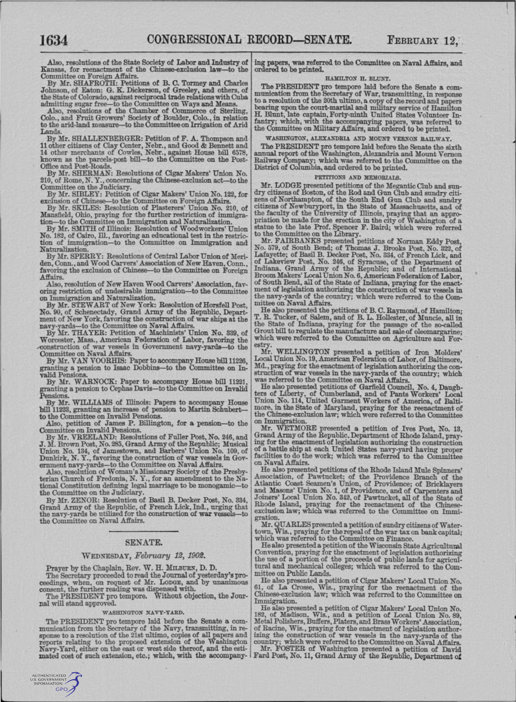 Congressional Record-Senate. February 12