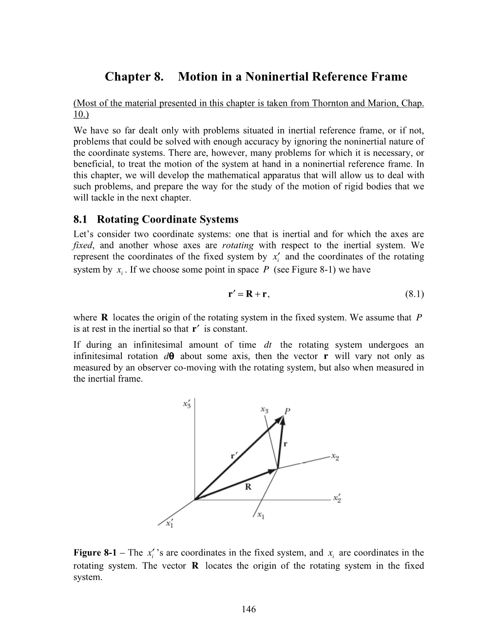 Chapter 8. Motion in a Noninertial Reference Frame