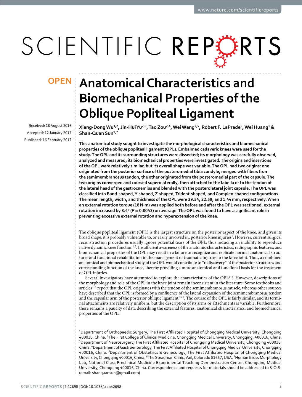 Anatomical Characteristics and Biomechanical Properties of The