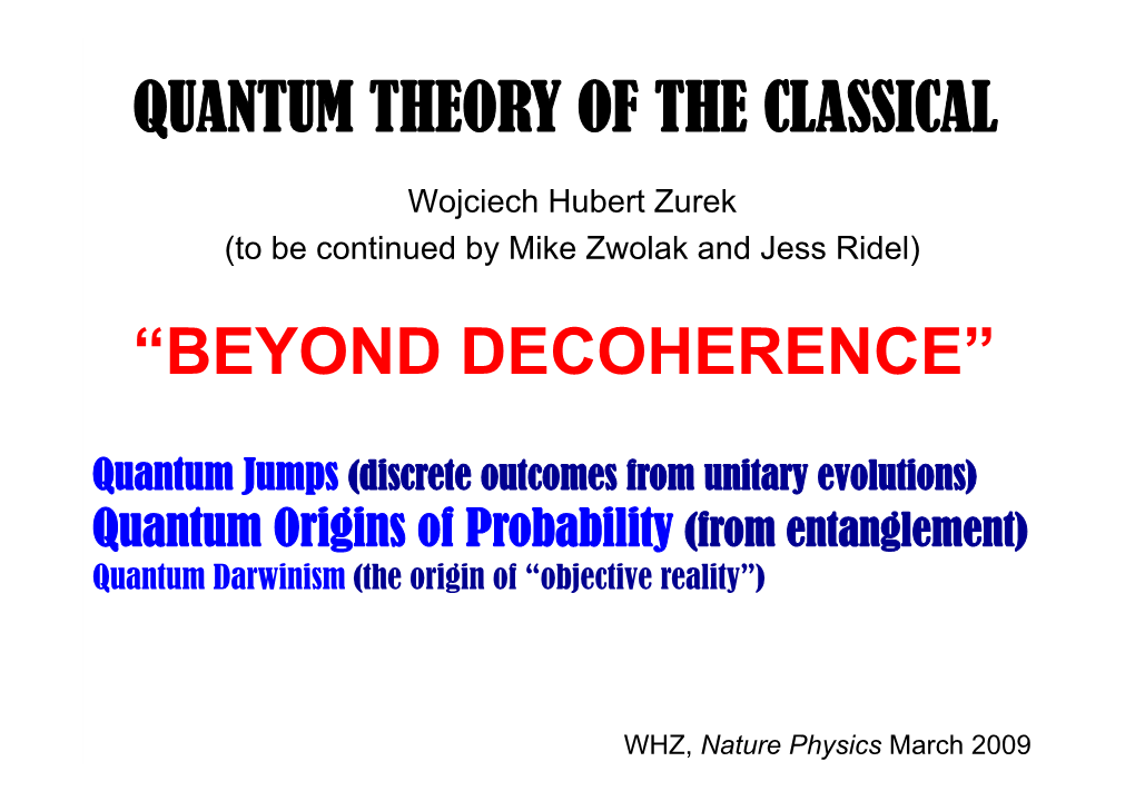 Quantum Theory of the Classical