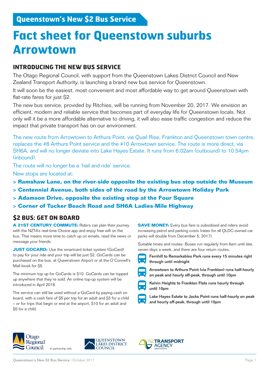 Fact Sheet for Queenstown Suburbs Arrowtown