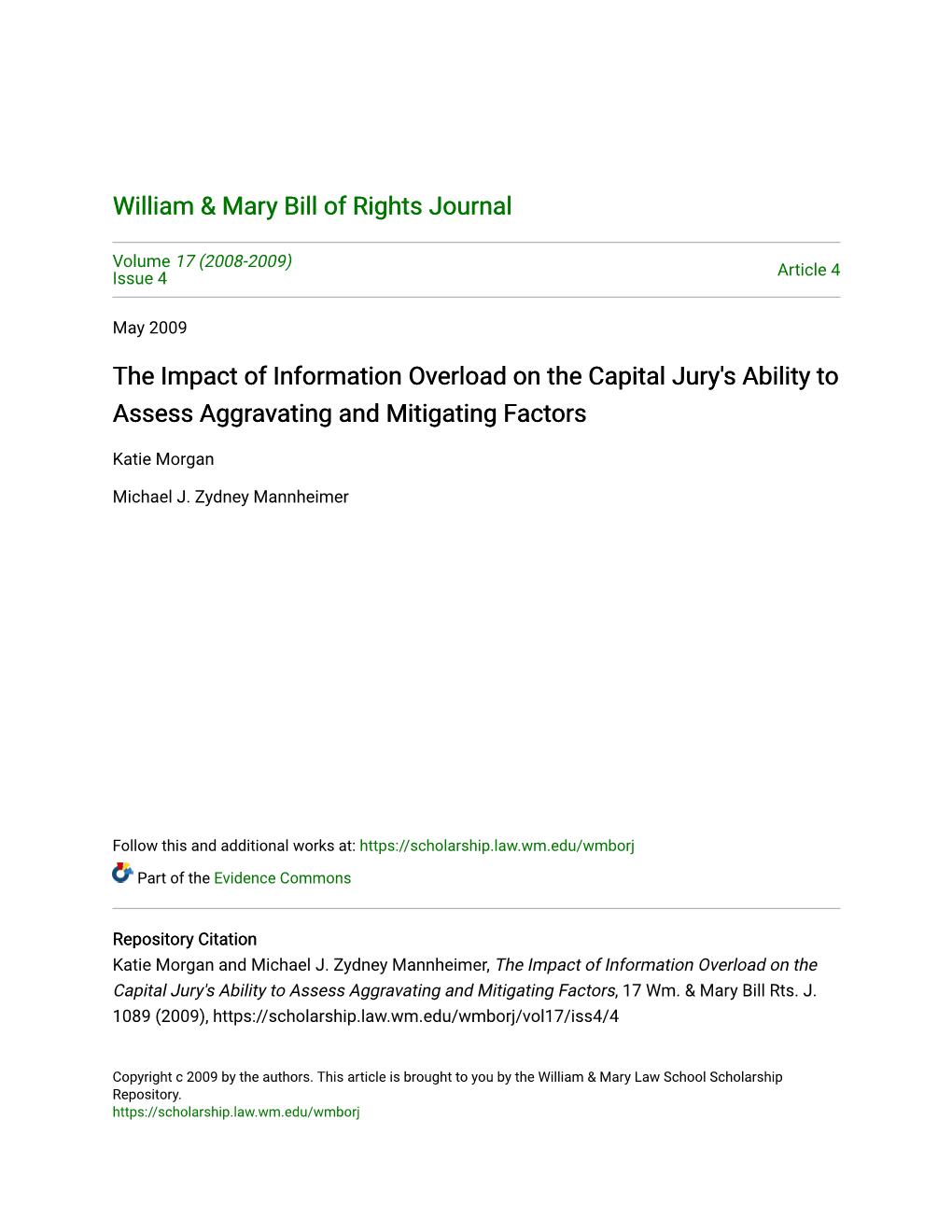 The Impact of Information Overload on the Capital Jury's Ability to Assess Aggravating and Mitigating Factors