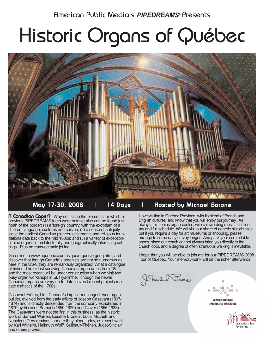 Historic Organs of Québec