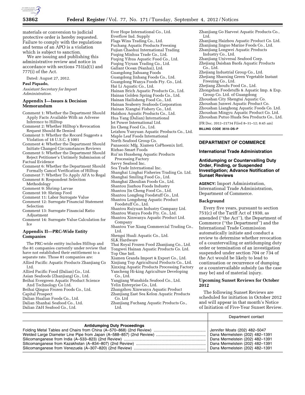 Federal Register/Vol. 77, No. 171/Tuesday, September 4, 2012