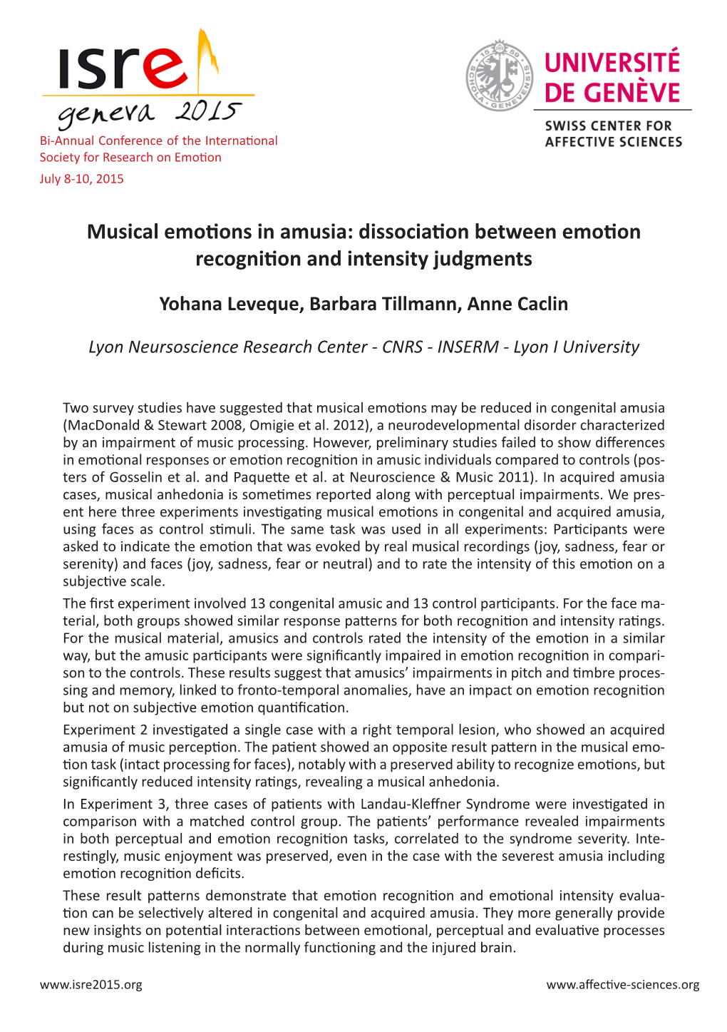 Musical Emotions in Amusia: Dissociation Between Emotion Recognition and Intensity Judgments