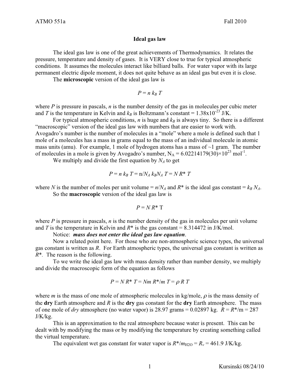 Ideal Gas Law