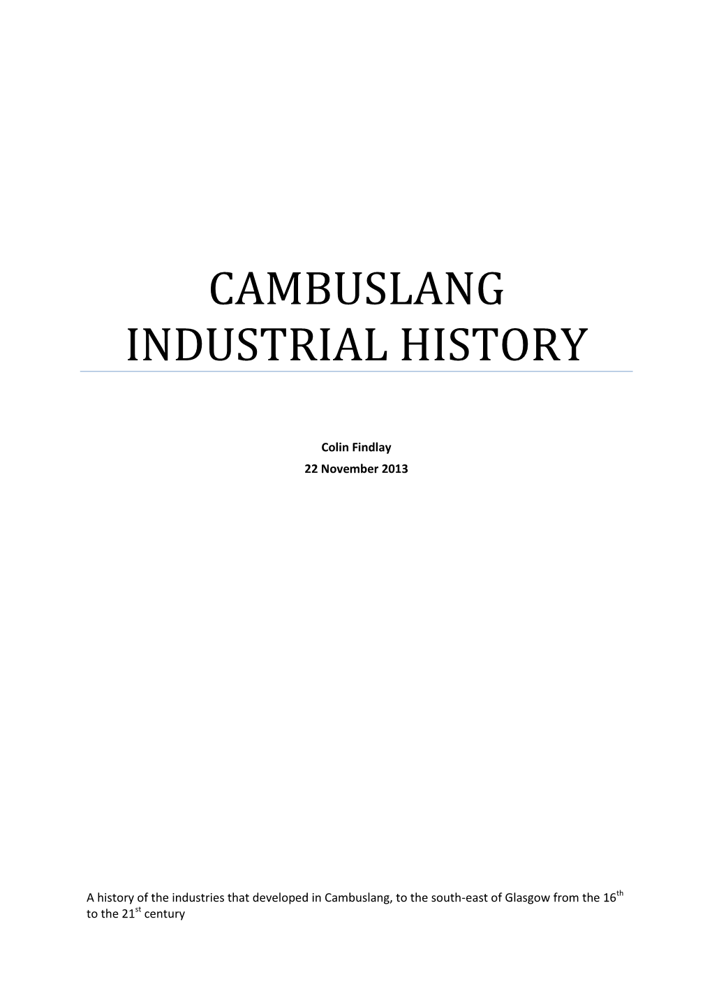 Cambuslang Industrial History