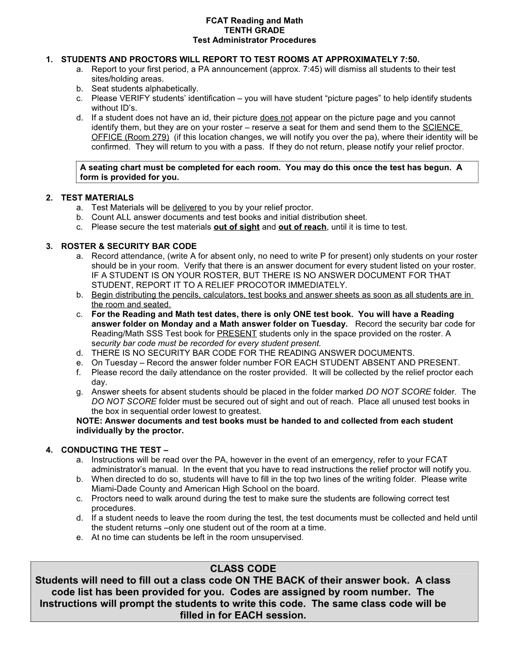 FCAT Reading and Math