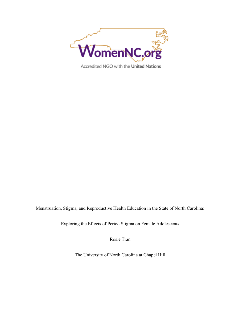 Menstruation, Stigma, and Reproductive Health Education in the State of North Carolina