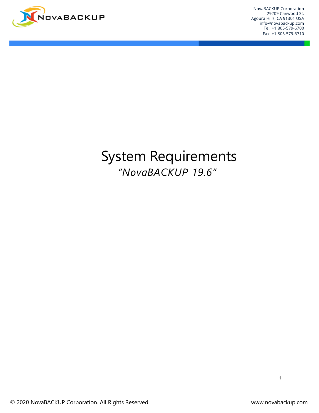 System Requirements “Novabackup 19.6”