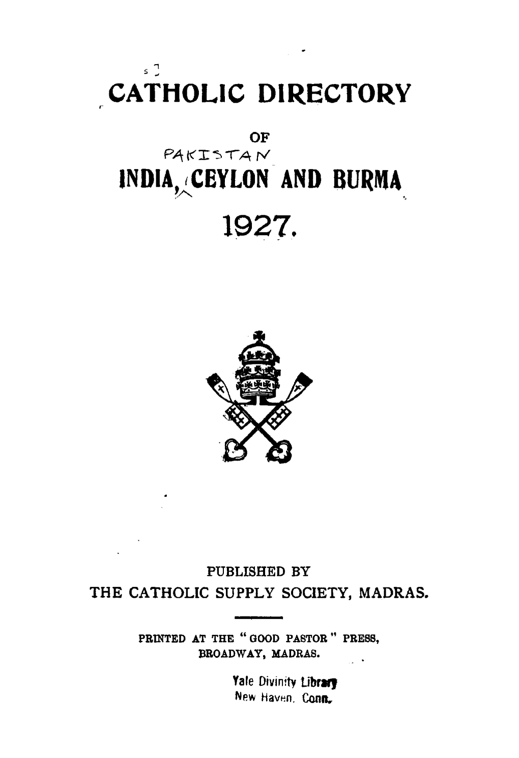 India, Ceylon and Burma 1927