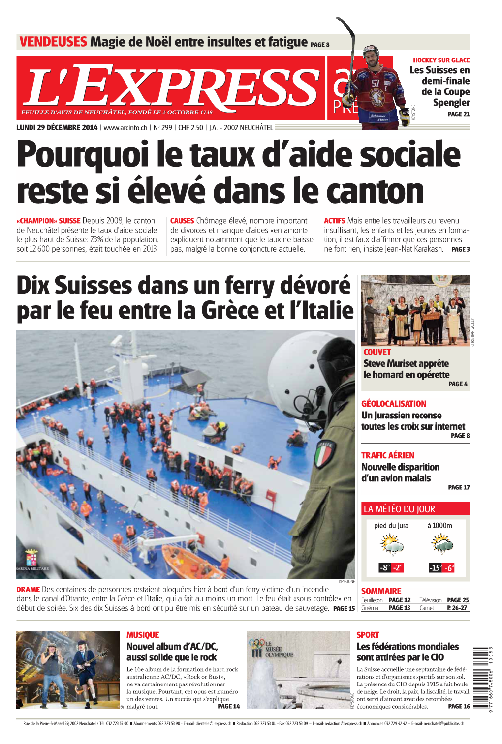 Dix Suisses Dans Un Ferry Dévoré Par Le Feu Entre La Grèce Et L'italie