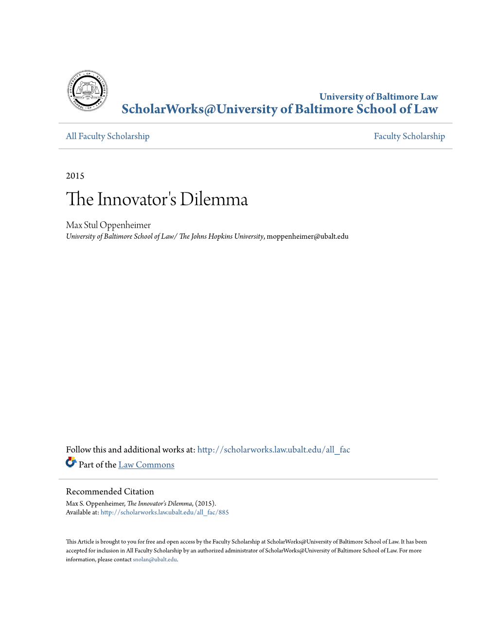 The Innovator's Dilemma, (2015)