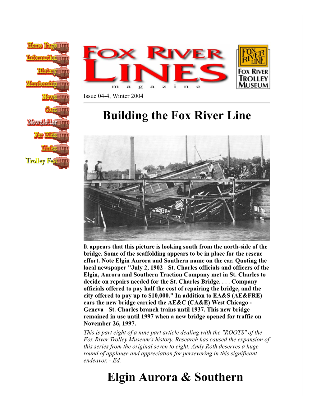 Building the Fox River Line Elgin Aurora & Southern