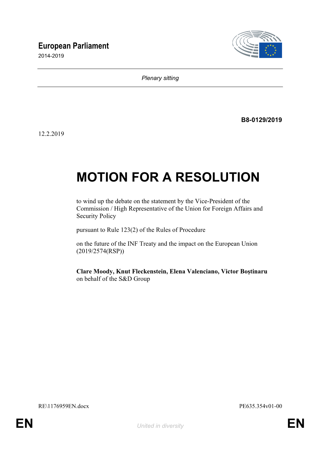 En En Motion for a Resolution