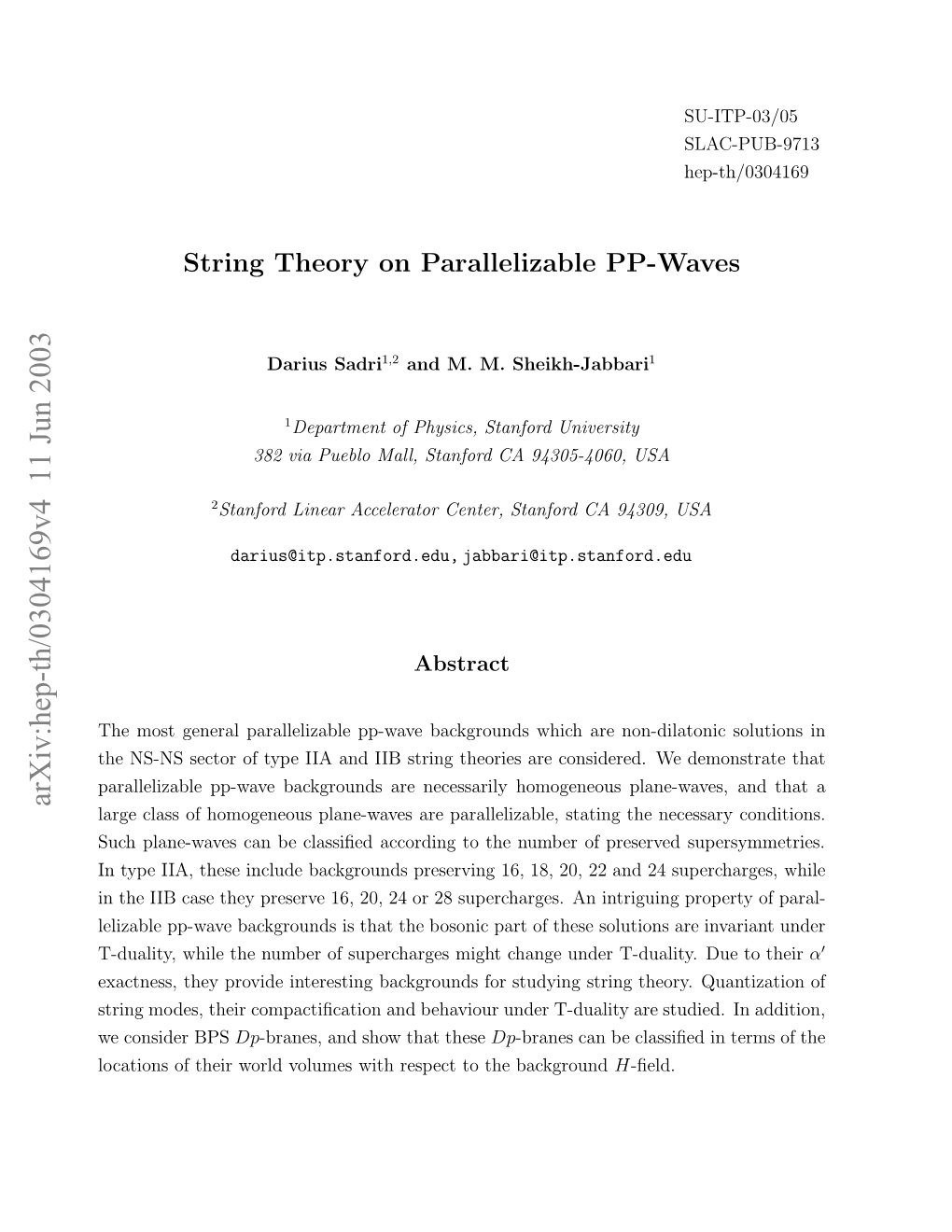 String Theory on Parallelizable Pp-Waves and Work out the Bosonic and Fermionic String Spectrum (In the Light-Cone Gauge)