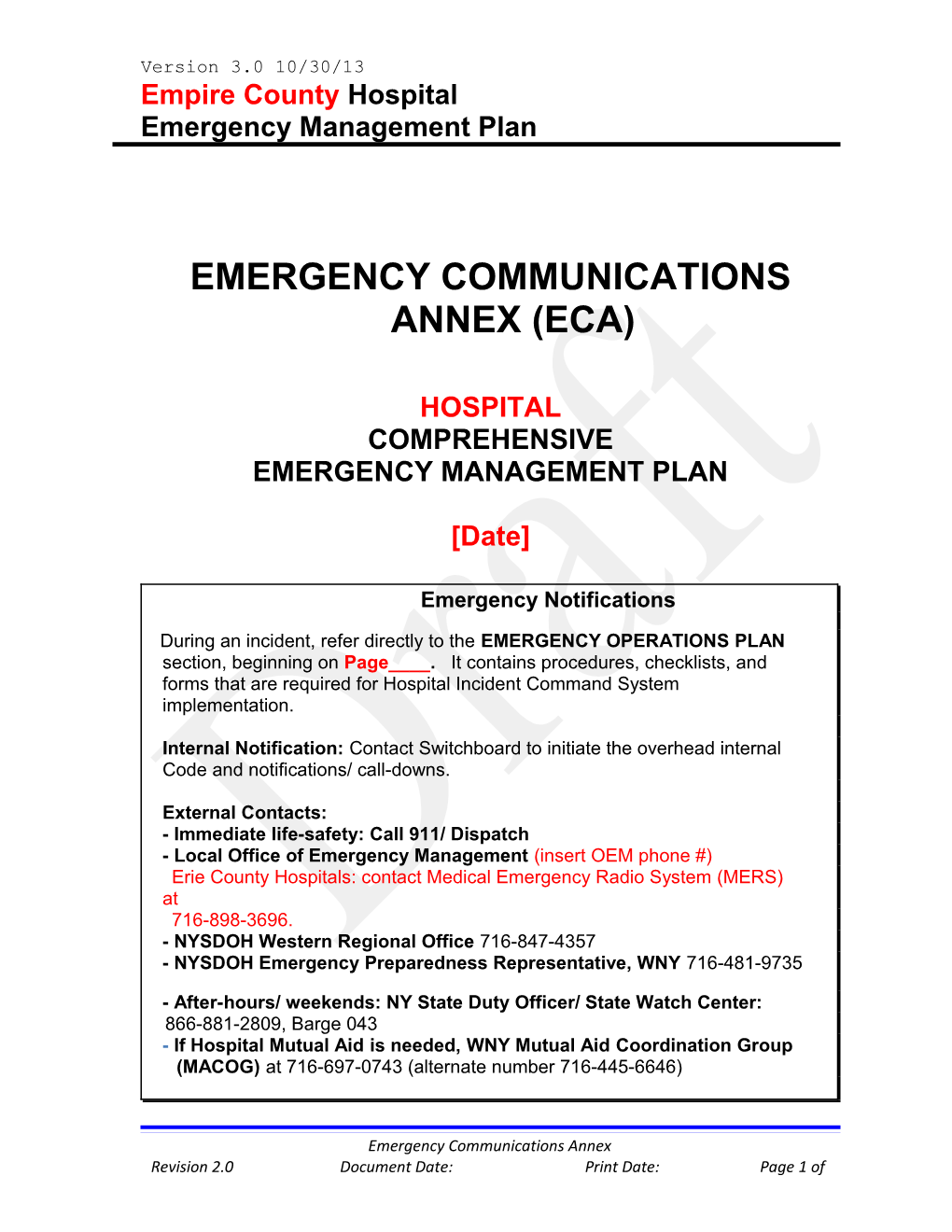 CLASSIFICATION of POLICY: Safety