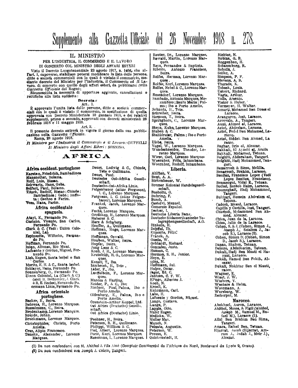 Gazzetta Ufficiale Del Regno D'italia N. 278 Del 26 Novembre 1918