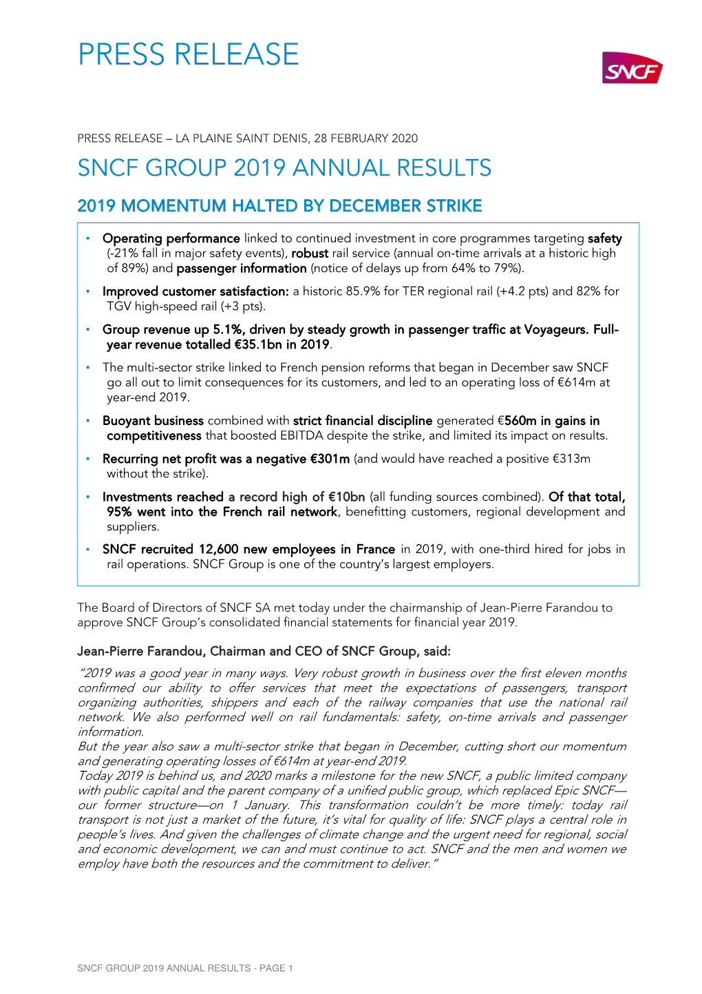 PR SNCF Group FY2019 Results 02.28.2020