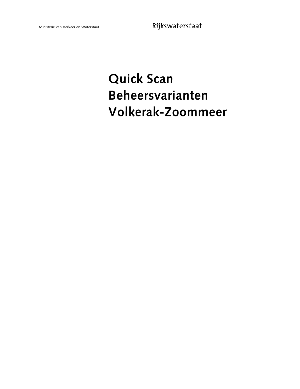 Concept Quickscan Volkerak-Zoommeer