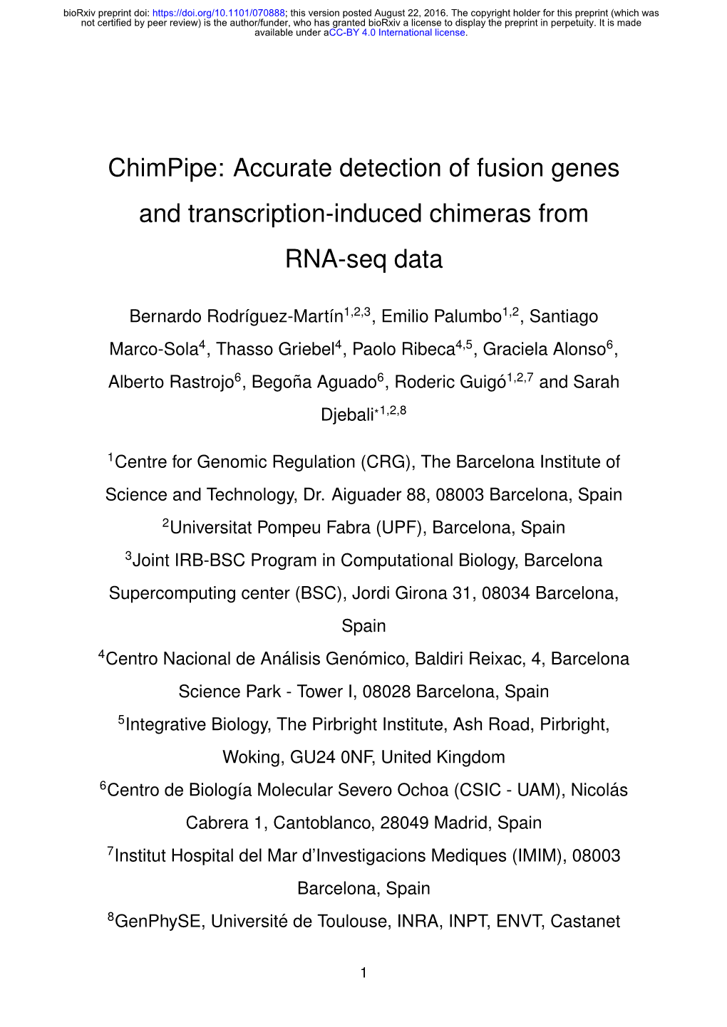 Accurate Detection of Fusion Genes and Transcription-Induced Chimeras from RNA-Seq Data