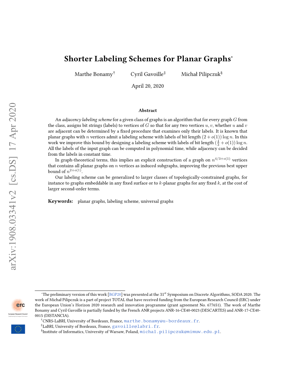 Shorter Labeling Schemes for Planar Graphs∗
