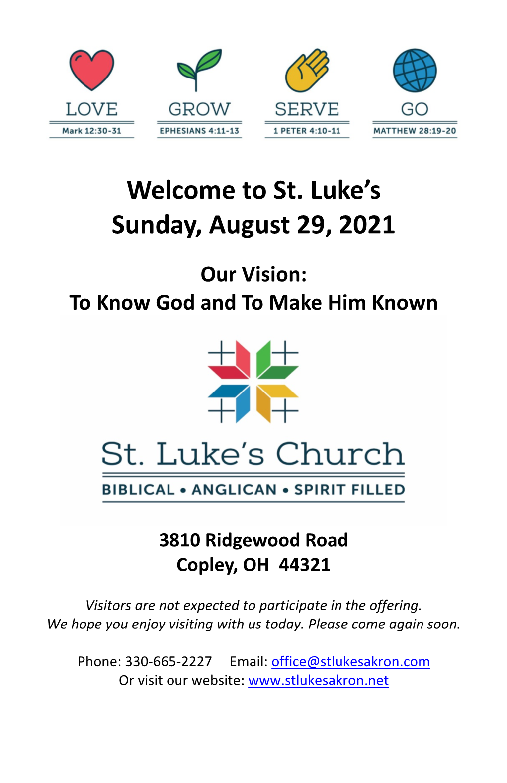 St. Luke's Sunday, August 29, 2021
