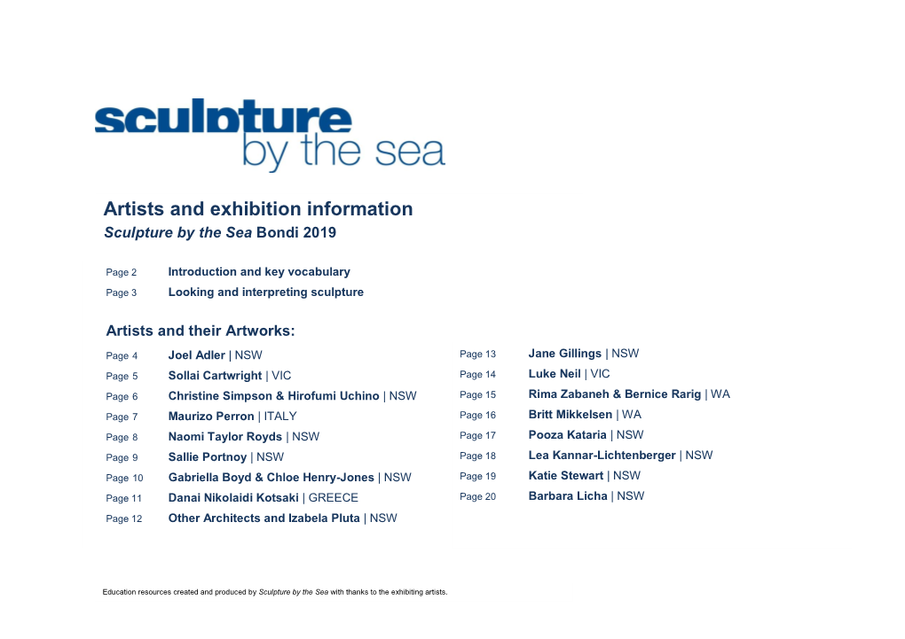 Artists and Exhibition Information