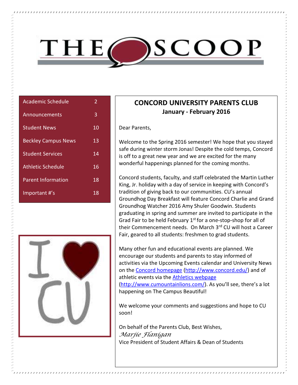 Concord University Parents Club October 2014