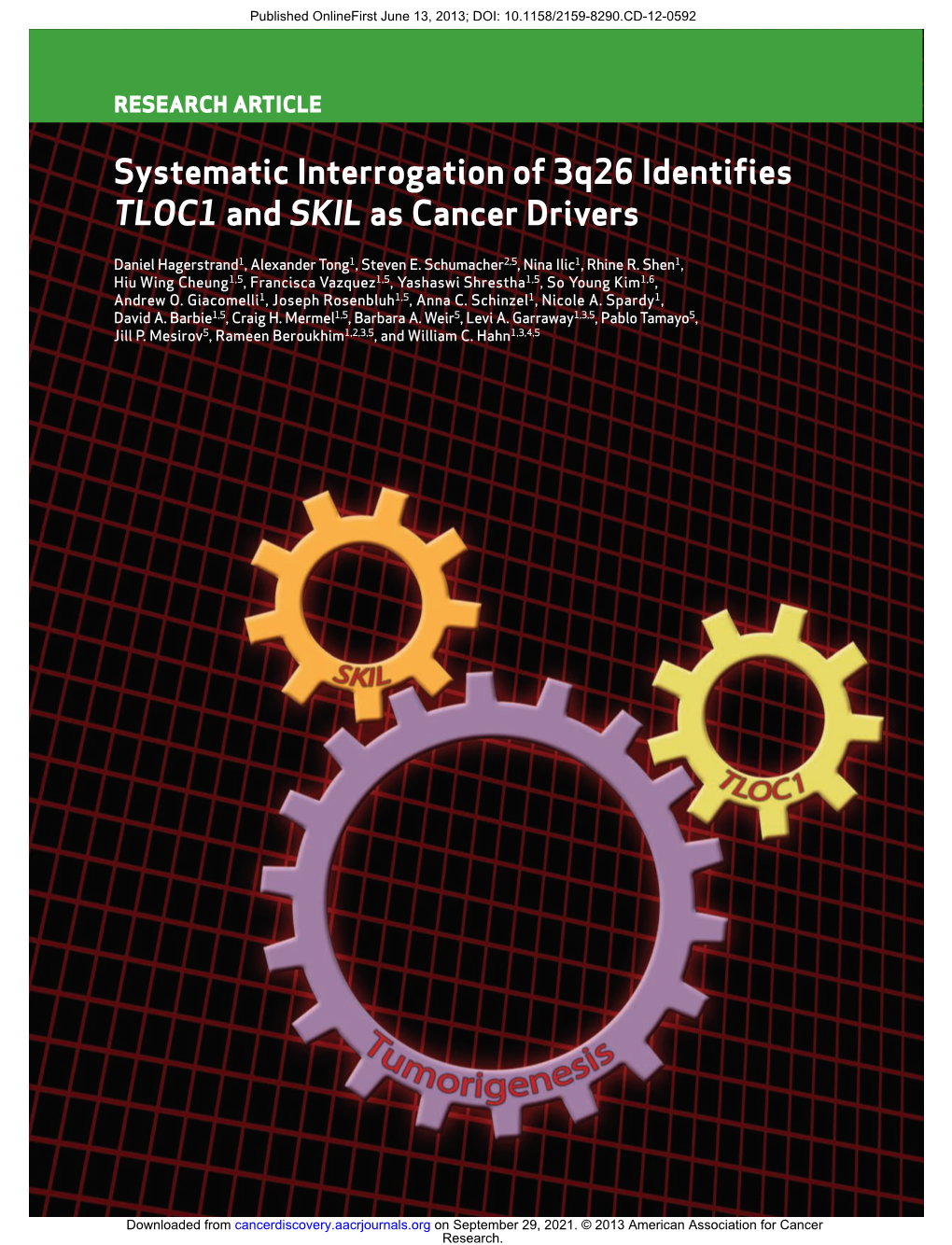 Systematic Interrogation of 3Q26 Identifies TLOC1 and SKIL As Cancer Drivers