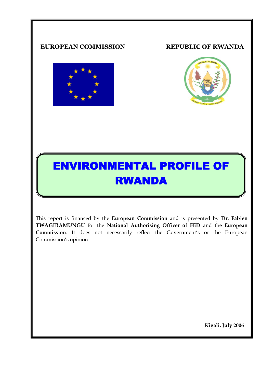 Environmental Profile of Rwanda