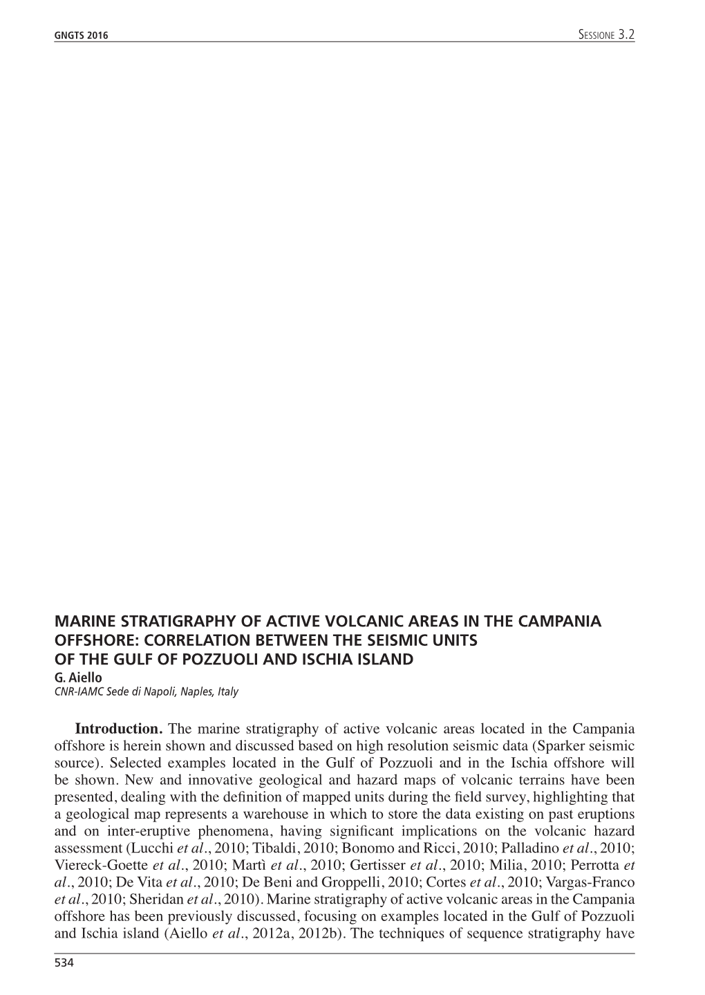 Marine Stratigraphy of Active Volcanic Areas in the Campania Offshore: Correlation Between the Seismic Units of the Gulf of Pozzuoli and Ischia Island G