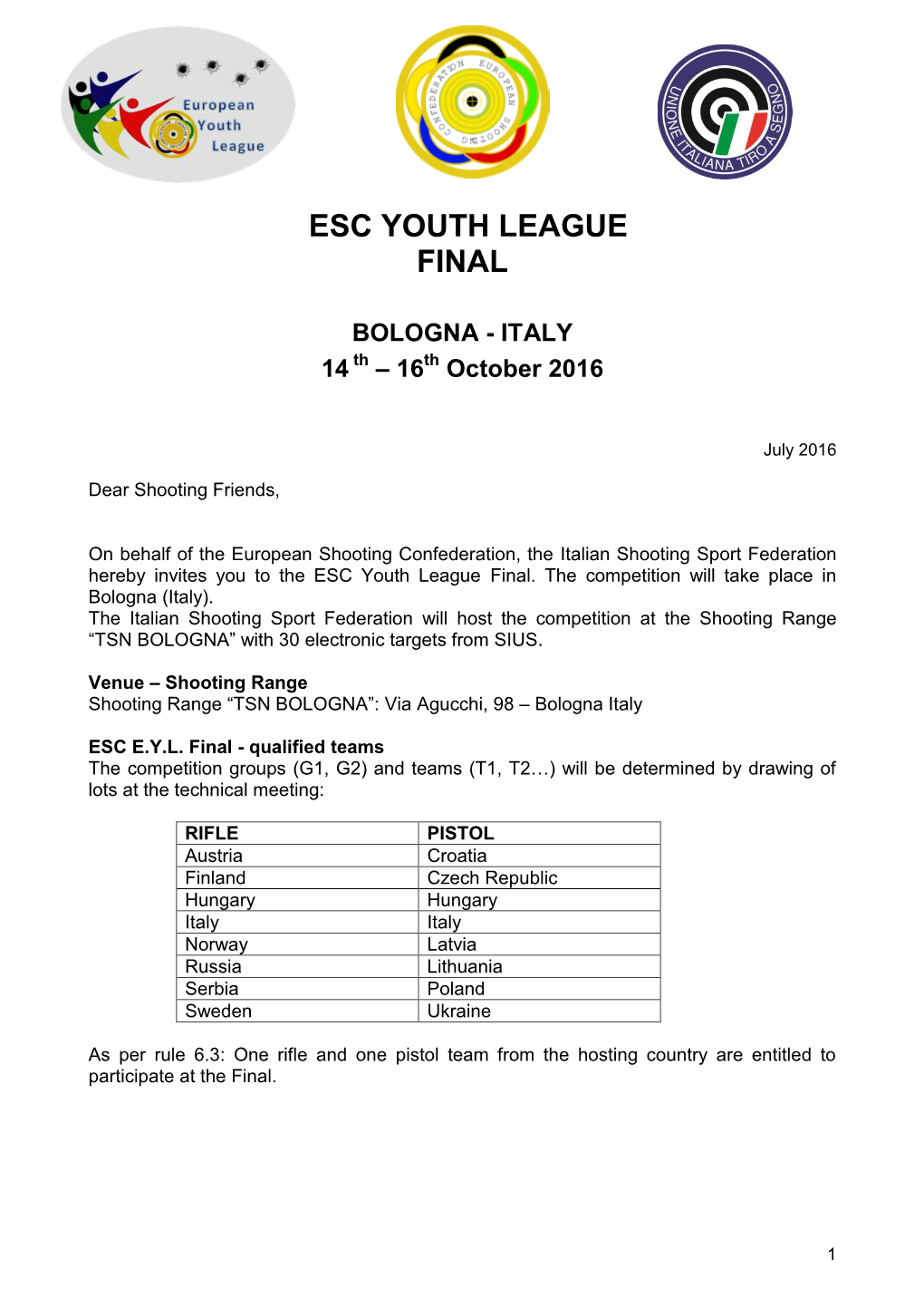 Esc Youth League Final