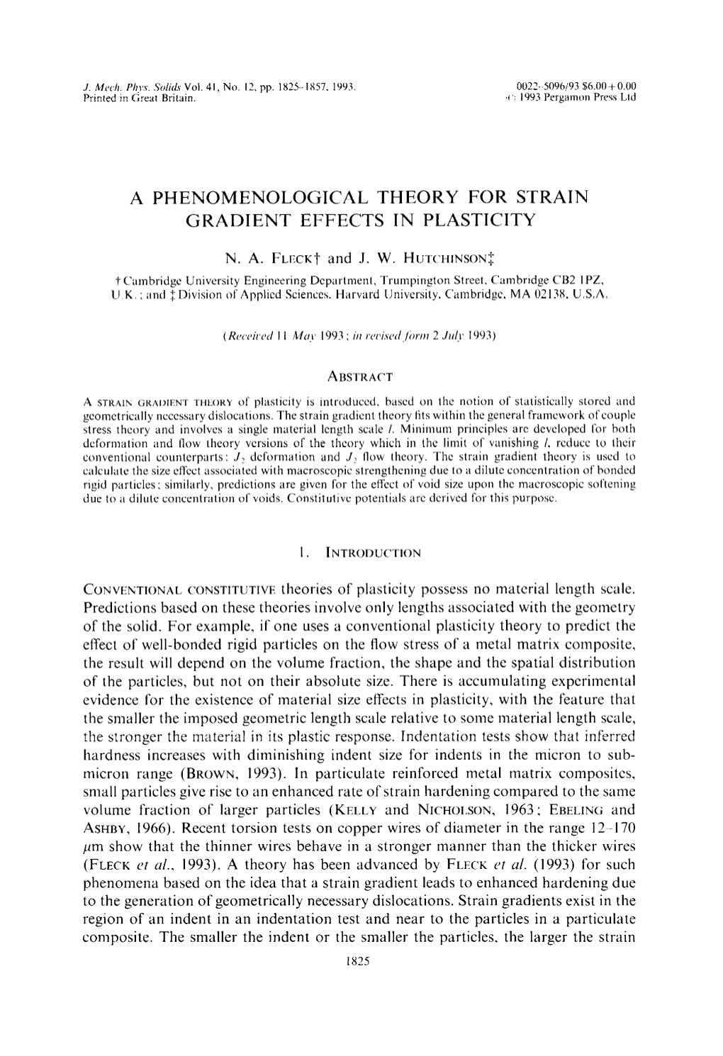 A Phenomenological Theory for Strain Gradient Effects in Plasticity