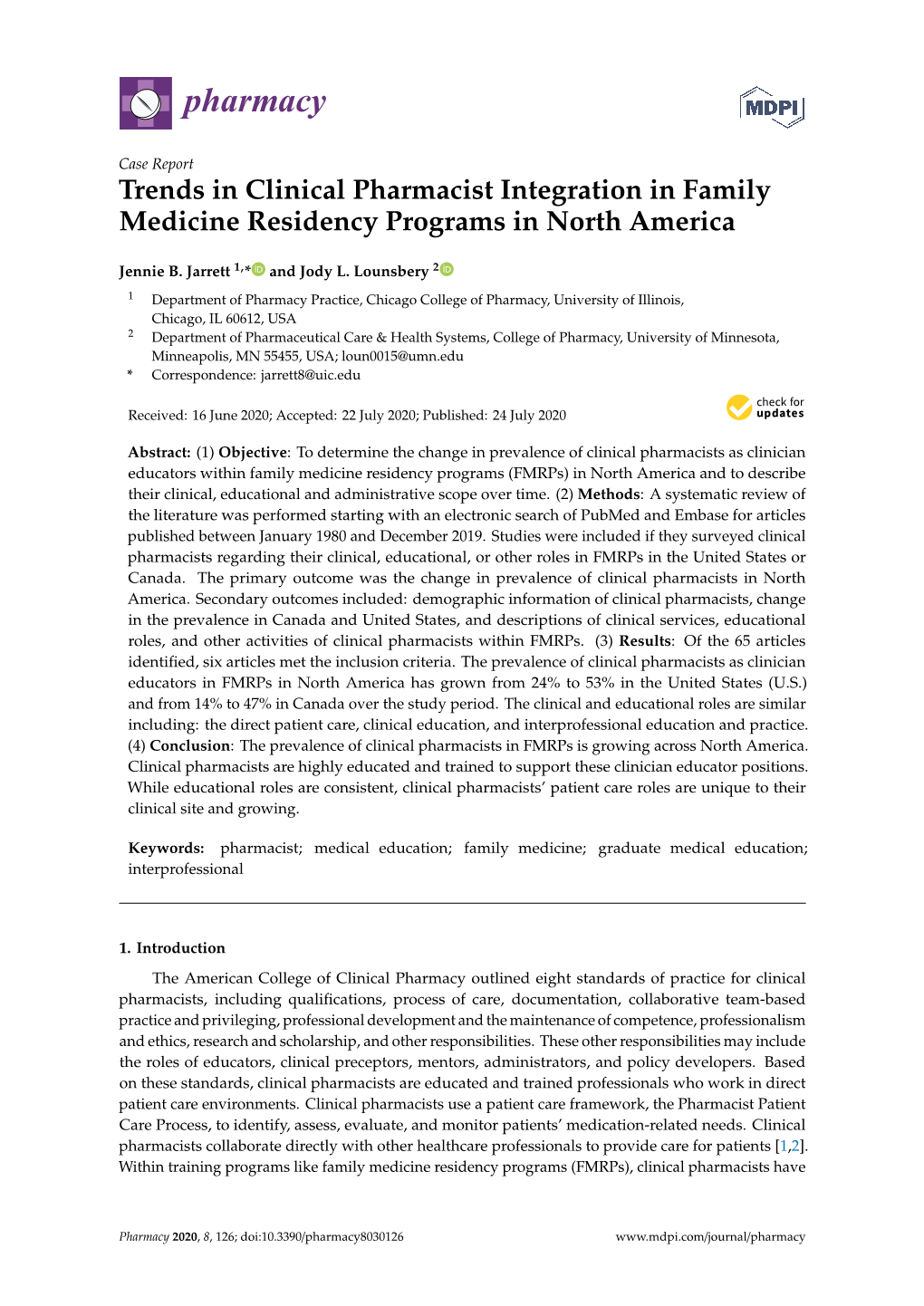 Trends in Clinical Pharmacist Integration in Family Medicine Residency Programs in North America