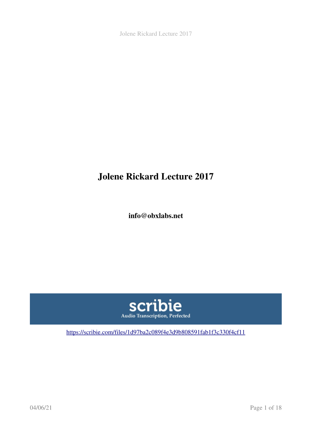 Jolene Rickard Lecture 2017