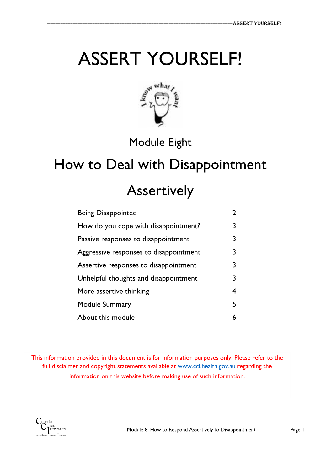 Module 8: How to Deal with Disappointment Assertively