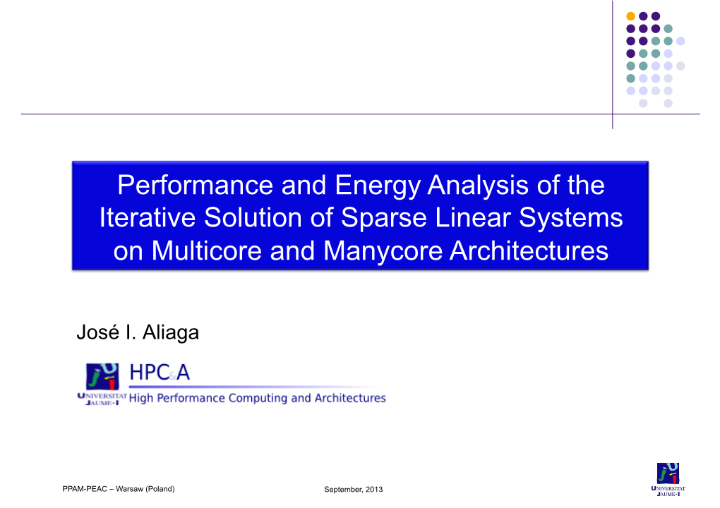 Performance and Energy Analysis of the Iterative Solution of Sparse Linear Systems on Multicore and Manycore Architectures
