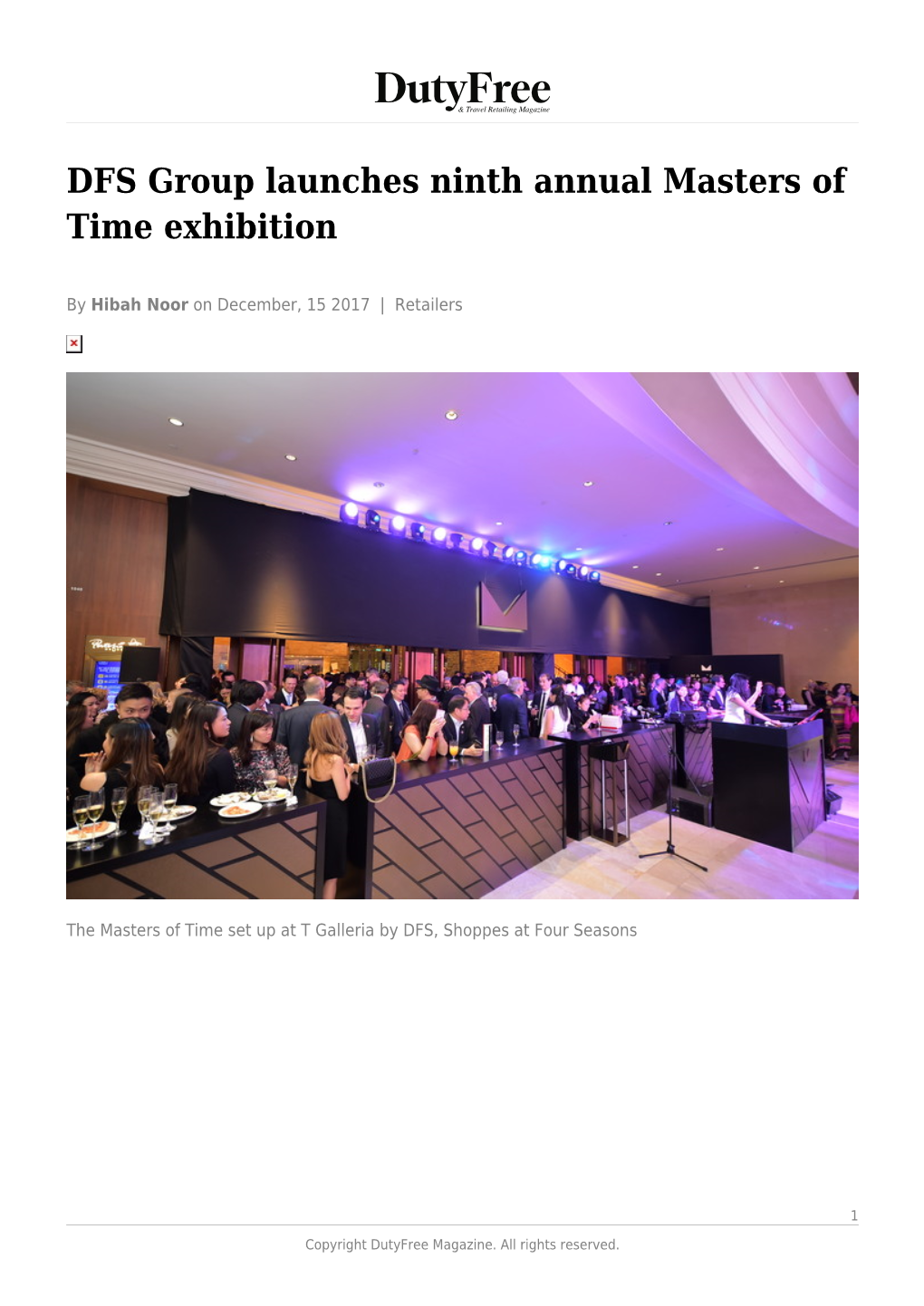 DFS Group Launches Ninth Annual Masters of Time Exhibition