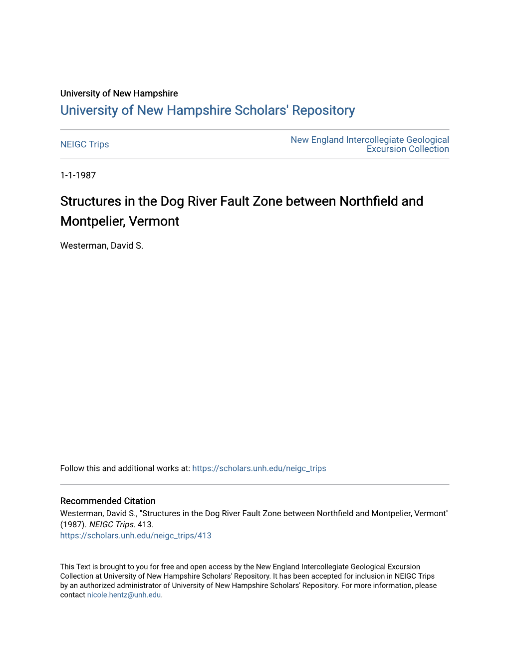 Structures in the Dog River Fault Zone Between Northfield and Montpelier, Vermont