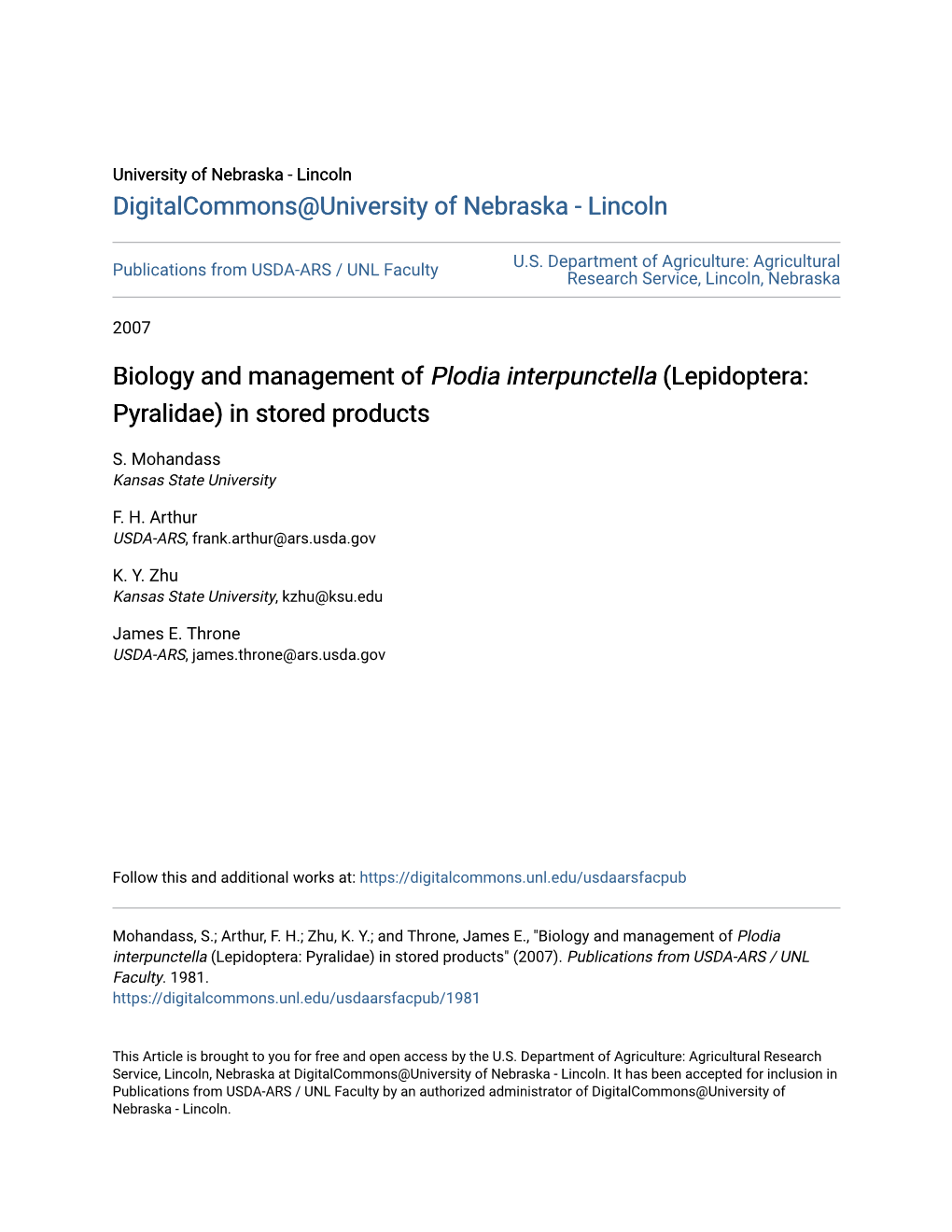 <I>Plodia Interpunctella</I>