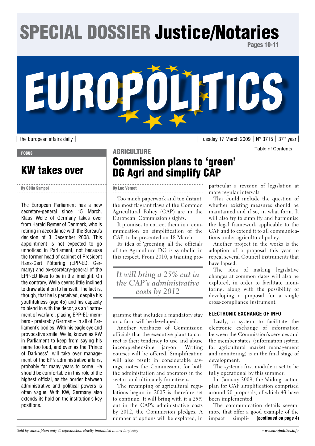 Special Dossier Justice/Notaries Pages 10-11 Europolitics