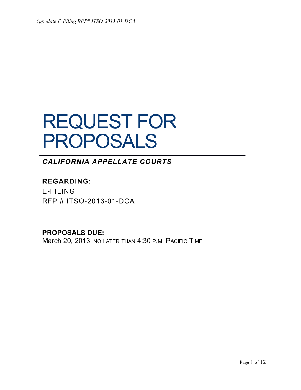 Appellate E-Filing RFP# ITSO-2013-01-DCA