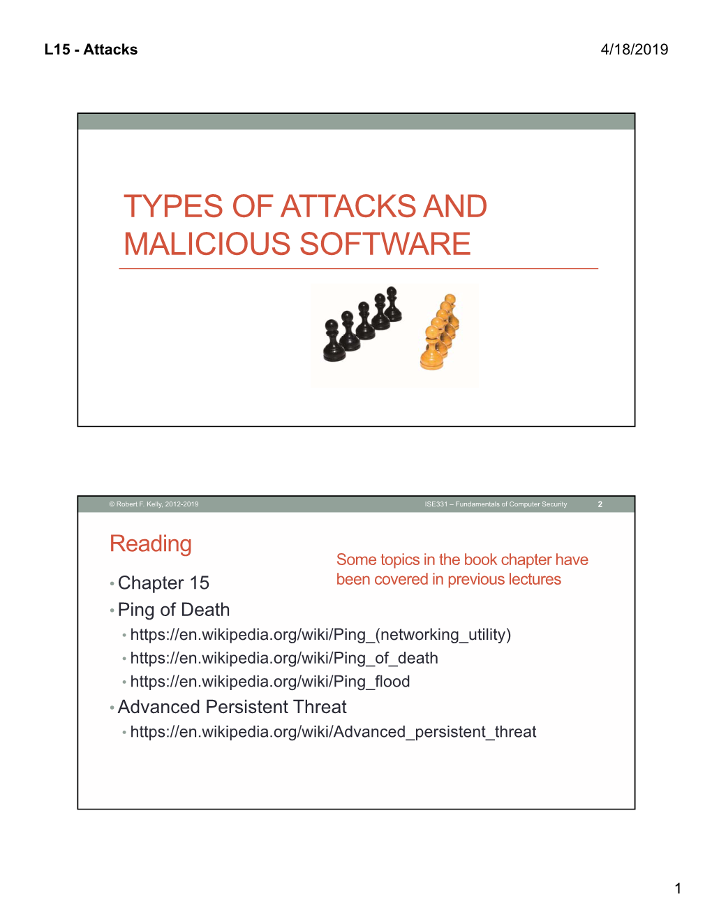 Types of Attacks and Malicious Software