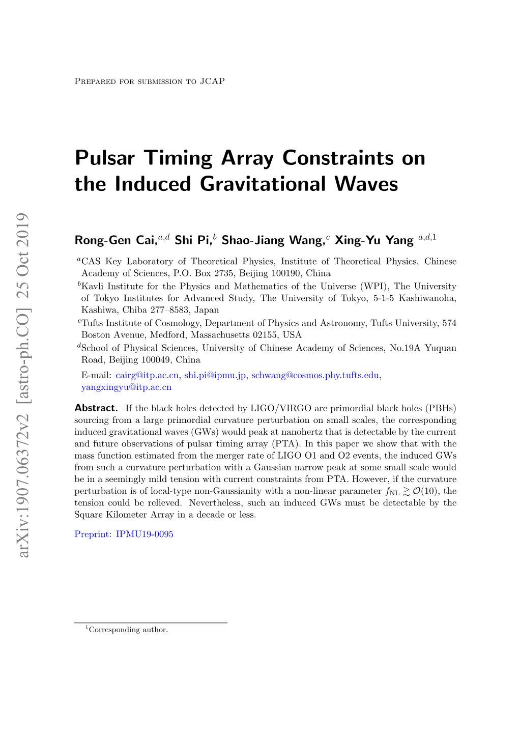 Pulsar Timing Array Constraints on the Induced Gravitational Waves